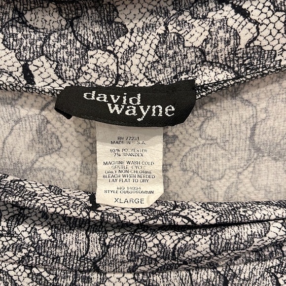 David Wayne Black and White Flowered Shoulder/Off Shoulder Top - Picture 5 of 8